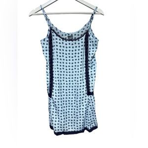 Aerie Lightweight Nightie Small Baby Blue, Navy & Teal Details with Navy Trim